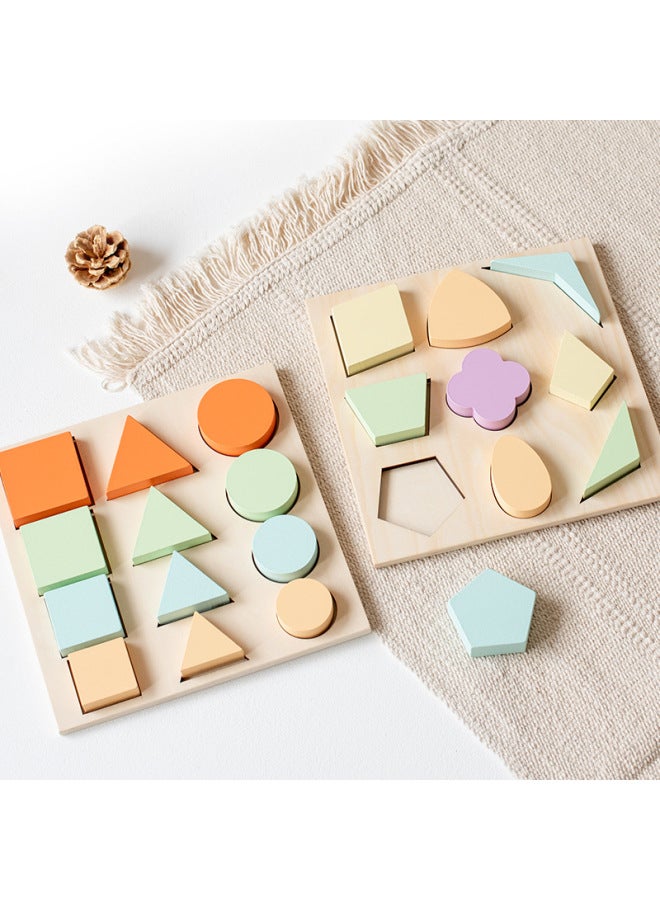 قطع الألغاز الهندسية، ألغاز من الخشب، كتل بناء على شكل، ألعاب تعليمية للأطفال، تعليم مبكر مونتيسوري - اللون: النمط 4 - Image 5